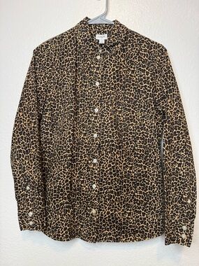 J. Crew Collar Button Up Cheetah Leopard Print Long Sleeve Size Small Mobwife